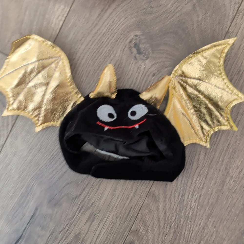 Cat Halloween Costume Set: Witch, Devil Bat Costume - Red, Black, Gold, Purple
